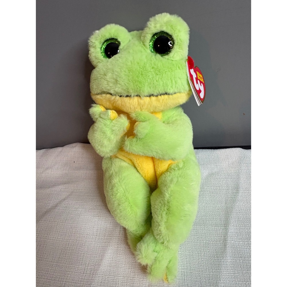 Ty Beanie Bellies Snapper the Frog Green Yellow Plush Stuffed Animal Tag